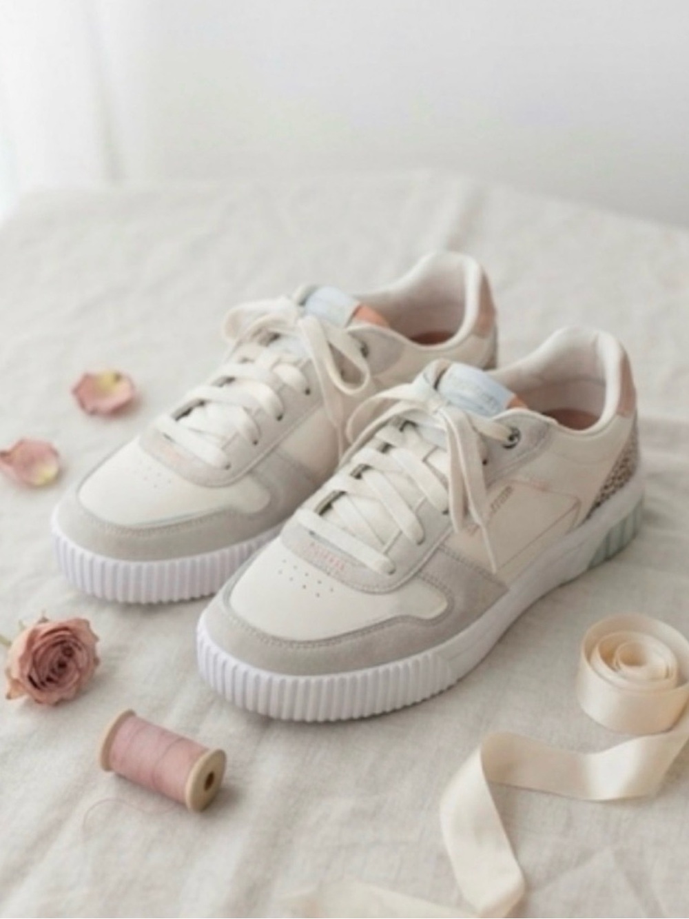 Skechers Court Classics White & Leopard Print Platform Sneakers